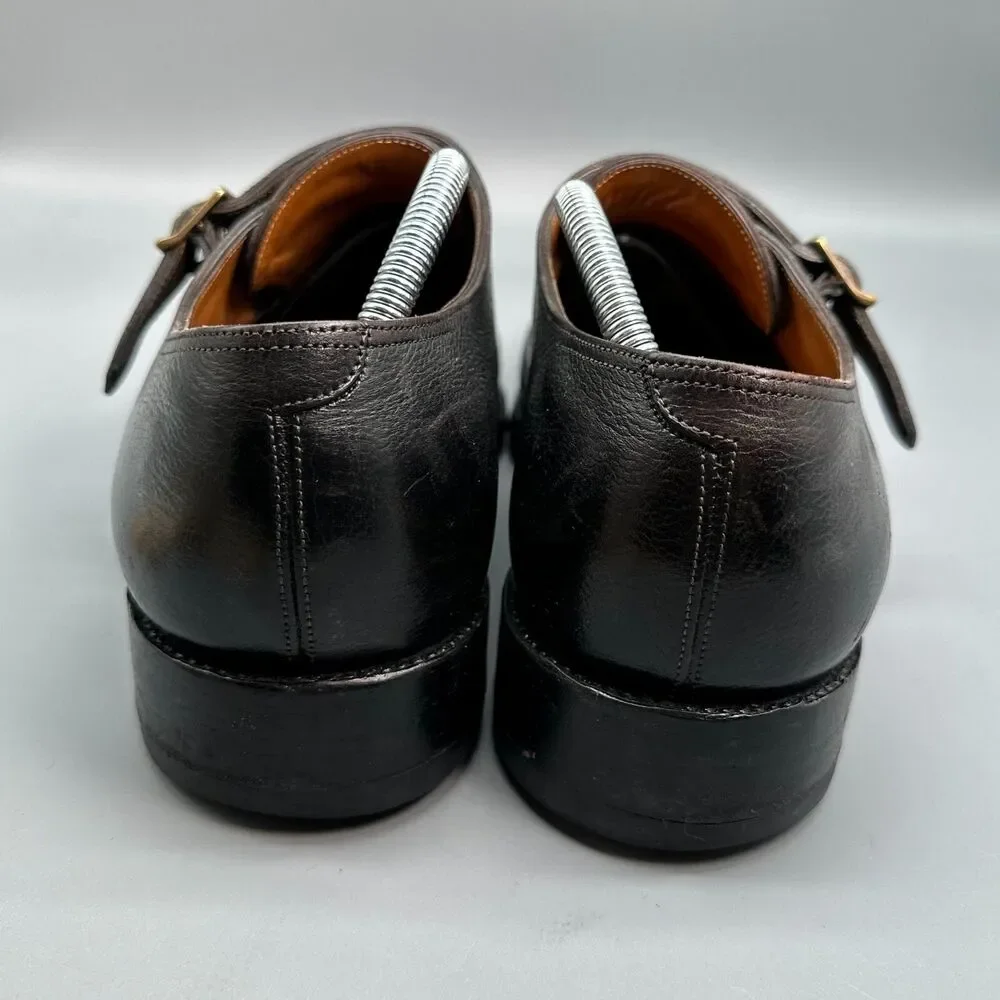 John Lobb William Mens 8.5 Black Leather Dress Shoes Double Monk Strap Slip-On
